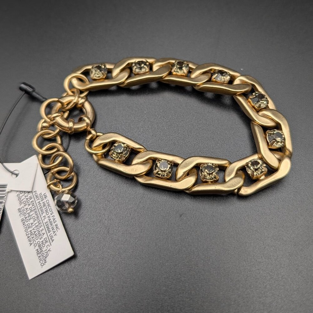 Chico's Link Chain Bracelet with smoky rhinestones - NWT